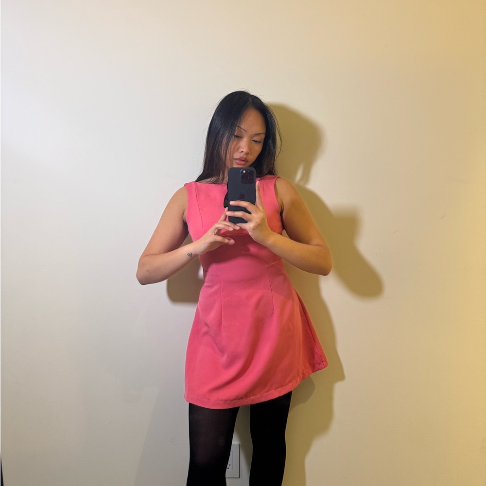 Hot Pink A-Line Open Back Sleeveless Mini Dress - Size XS